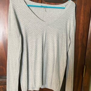 Gray V-Neck Women's Top